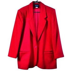 Bridgetown Collection Red Wool Cashmere Blend Single Button Blazer Jacket 14